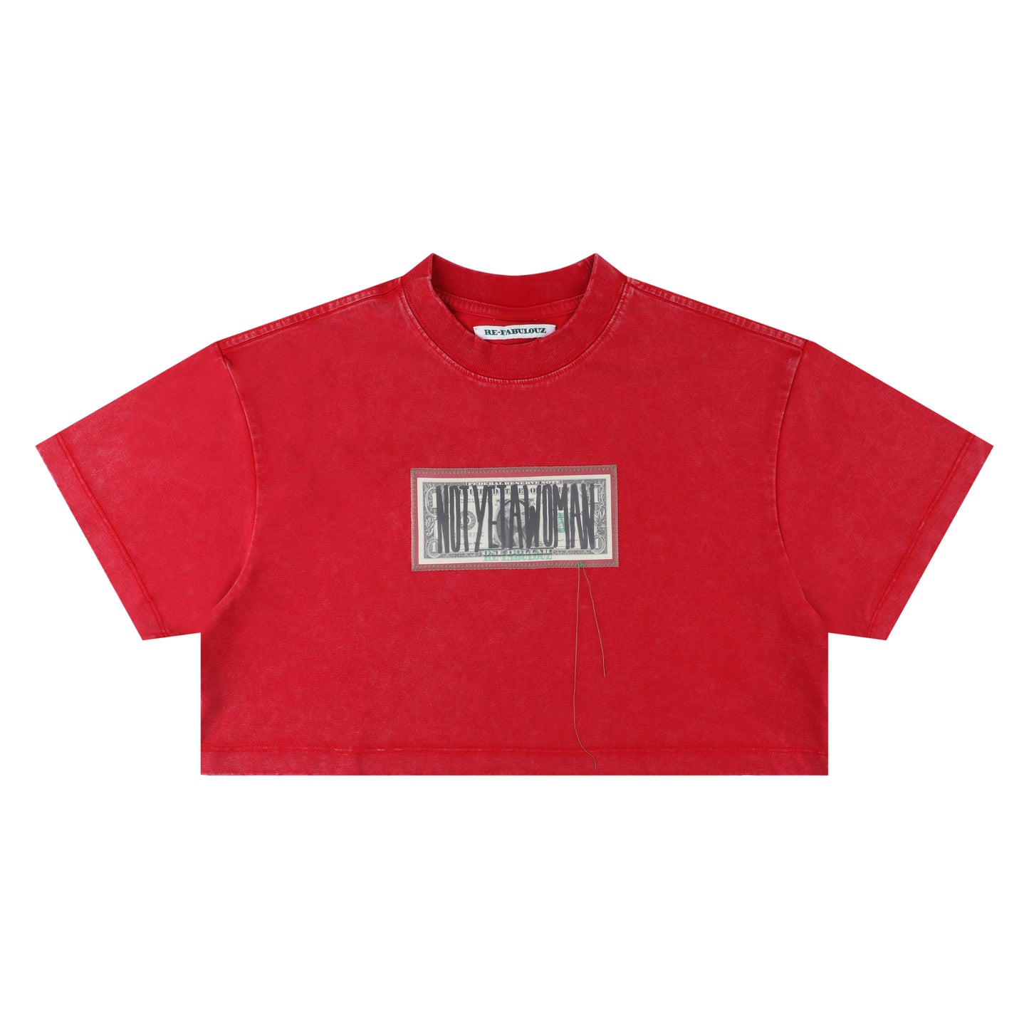 “NOT YET A WOMAN” DOLLAR CROP TEE WASHED RED